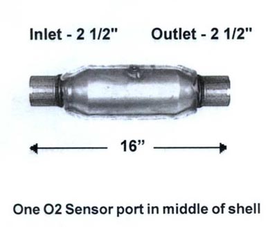 OBDII 2004 AND UP FEDERAL AND CALIFORNIA LEV EMISSIONS WITH O2 SENSOR PORT AT MIDDLE OF SHELL